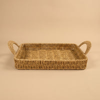 Woven Tray Basket with Handles Serving Tray with Handles Rustic Shallow Fruit Basket for Picnic