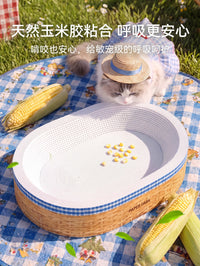 White Kraft Paper Cat Scratcher Board, Durable and Lint-Free, Cat Nest and Scratcher in One, All-Season Corrugated Cardboard