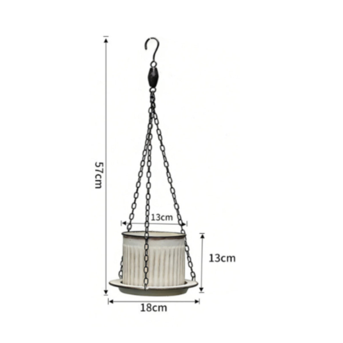 Hanging Metal Planter Drainage Hole Ribbed Hanging Planter Decorative