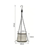 Hanging Metal Planter Drainage Hole Ribbed Hanging Planter Decorative