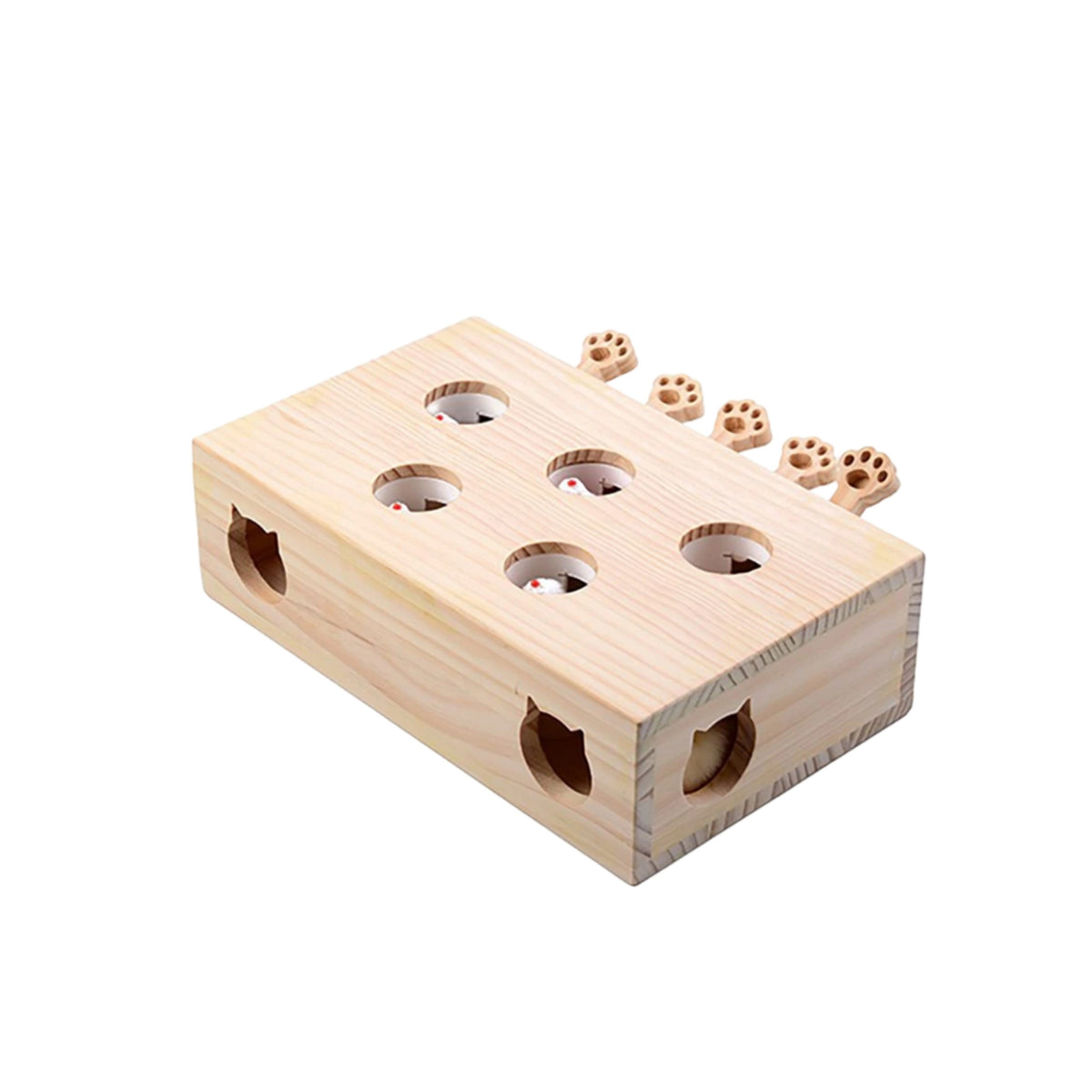 Engaging Wooden Cat Toy Box Mechanical Cat Toy with Spring up-up Mice Boredom-Busting Exercise for Home