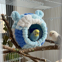 Thickened Flannel Canary Nest for Winter, Round Hand-Woven Canary Nest with Screw Mount, Warm Sleeping Bed for Parrots, Parakeets, Small Birds