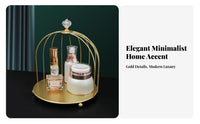 Gold Birdcage Makeup Rack Elegant Design Birdcage Cosmetic Rack Space-Saving Bird Cage Cosmetic Organizer for Women, Bedroom, Dresser, Washroom