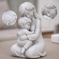 Stone-Look Mother and Son Figurine Home Decor Mother and Son Statue Sentimental Meaningful for Mothers, Art Collectors, Tabletop
