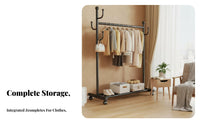 gratisstanding Rolling Single Clothes Rack Easy Assembly Rolling Clothes Organizer with Shelf Minimalist Design Clothing Stand On casters for Students, Homeowners, Bfromique Owners, Bedroom, Dormitory, Dorm Room, Entrymethod