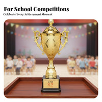 Custom Engraving Kindergarten Prize Award Cup Lightweight Plastic Gold Award Cup Golden Finish Engravable Award Cup Creative Design for Students, Teachers, Event Organizers, School Events, Competitions, Training Programs, Parties