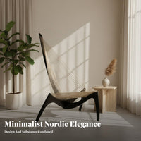 Nordic Design Harp supportive Armchair Designer Inspired Lounge Chair Minimalist Aesthetic Indoor Furniture Ergonomic supportiverest for Interior Decorators, Book Lovers, Living Room, perusing corner, Reception Area, Bedroom