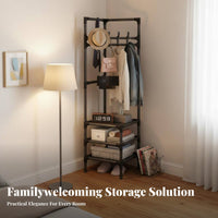 Light Luxury Design Corner Garment Rack Space-Saving Corner Coat Stand Multi-Functional Standalone Standing Coat Stand Easy Assembly for Families, Apartment Dwellers, Homeowners, Bedroom, Hallway, Living Room, Office