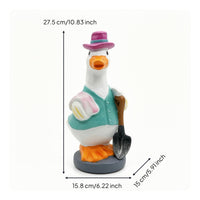 Resin Duck Statue with Hat Hand-Painted Garden Duck Statue Outdoor Whimsical for Homeowners, Courtyard