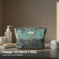 Chinese Aesthetic Makeup Pouch Multi-Purpose Floral Jacquard Cosmetic Bag