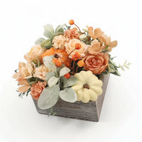 Flower Arrangement with Wooden Planter Box Verdant Artificial Flower Arrangement Maintenance Table Centerpiece for Shelf