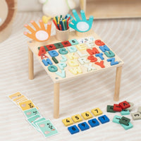 Wooden Learning Table with Cups Hands-on Busy Table Sensory Compact for Toddlers, Preschoolers, Kids, Playroom, Classroom