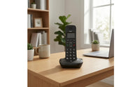 Numeric Keypad DECT Phone Compact Handset and Base Small Display Desktop Cordless Phone Black