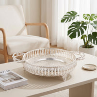 Fruit Bowl with Handles Ornate Decorative Serving Platter Embossed Serving Tray with Handles for Hosts, Home Stylists, Coffee Table, Living Room