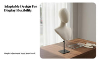 Necklace Display Bust Professional Showcase Jewelry Mannequin Stand Wooden Base Textile Covered Bust Form for Vendors, Craftsperson S, Retail Store