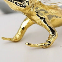 Salamander Ornament with Crystal Decorative Gold Salamander Figurine Realistic Decor for Reptile Lovers, Desk, Office, Study