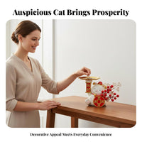 Maneki-Neko Figurine Tray Proceed Od Luck Attraction Fortunate Cat Key Holder Beckoning Cat Storage Statue Cute Design