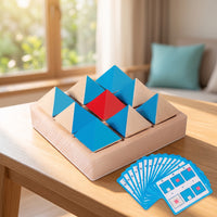 Wooden Block Board with Cards Educational Shape Puzzle with Grid Board Geometric Shape Matching Game Reasoning Pattern Matching