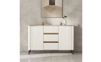 Sideboard with Metal Legs Marble-Look Sideboard Cabinet with Storage Modern Storage Cabinet for Dining Room, Entryway