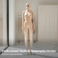 Adjustable Head Full Body Mannequin Easy to Assemble Female Mannequin Stable Glass Base Clothing Display Model Long-Lasting for Boutique Owners, Fashion Designers, Wedding Dress Shops, Boutiques, Exhibitions, Holiday Displays