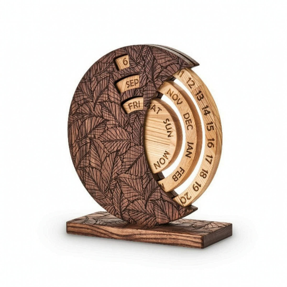 Wooden Perpetual Calendar Decorative Perpetual Desk Calendar Rustic for Office
