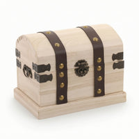 Wooden Chest with Metal Hardware Compact Keepsake Box with Hinged Lid Decorative