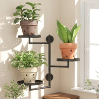 Plant Stand and Wall-Mounted Indoor Plant Stand for Living Room, Heavy Duty Metal Display Shelf with 3 Rotating Tiers, Space Saving Window Shelf