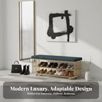 Luxurious Design Upholstered Shoe Rack Bench Padded Seat paded Rack Bench adaptable Use Entryway Seating Multi-Purpose for Apartment Dwellers, Homeowners, Hallway, Mudroom, Bedroom, Living Room