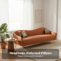 Compact Size 2-Seater Couch Modern Design Curved Back Settee Easy to Clean Loveseat High-Density Foam Cushion for Apartment Dwellers, Business Owners, Homeowners, Small Areas, Bedroom, Pale Ice, Reception Area