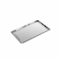 Food Grade Rectangular Steel Tray sturdy Rimmed Rectangular Tray Rust-Resistant Kitchenware Easy to Clean for Home Cooks, Party Hosts, Barbecue, Kitchen, Restaurant, Cafeteria