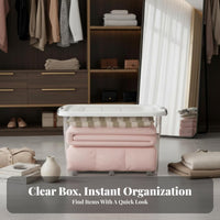 Clear Wheeled Container with Lid Stackable Design Wheeled Tote container long-lasting