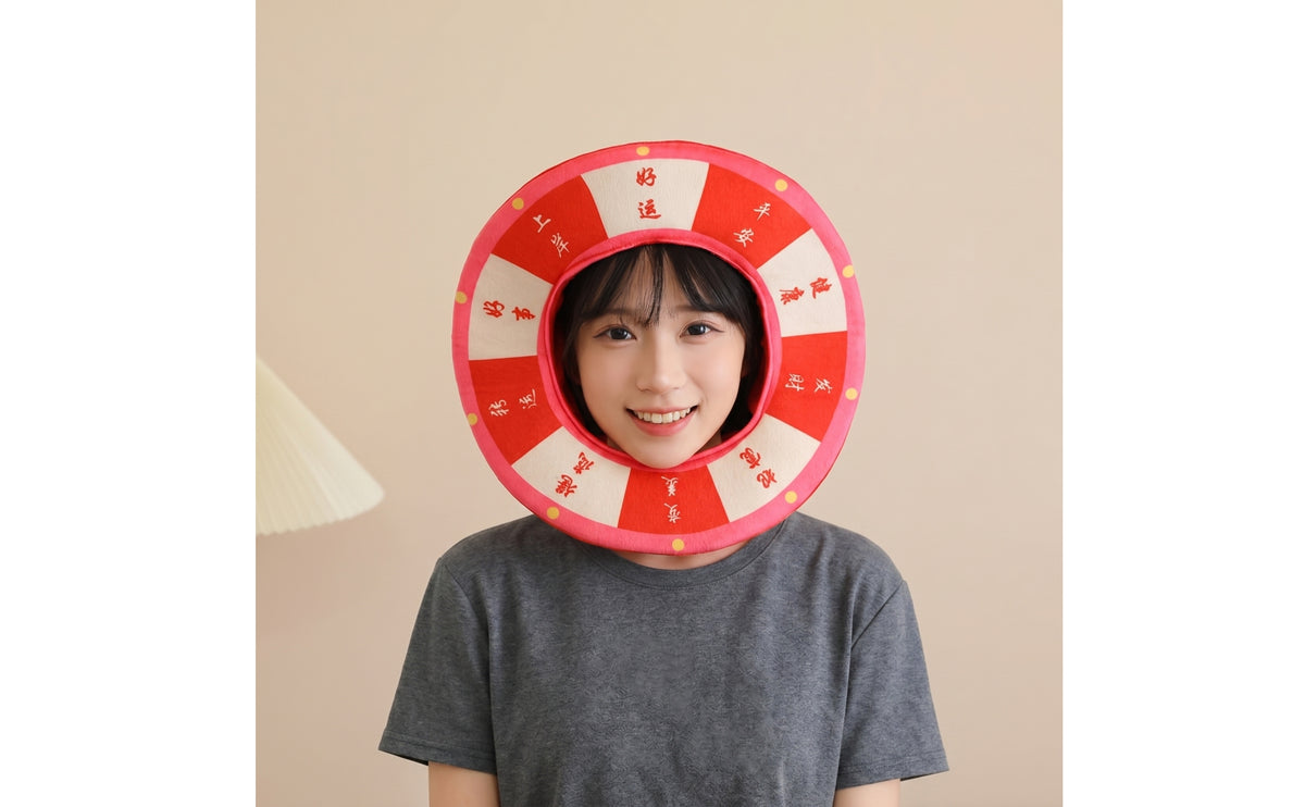 Lightweight Fortunate Wheel Hat Portable Novelty Hat with Face Opening Soft Headwear Comfortable for Performers, Photo Booths