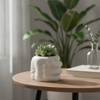 Sculptural Fist-Shaped Planter Compact Fist Planter Unique Flowerpot Modern for Desk, Shelf
