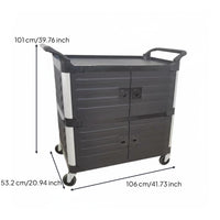 High Load Capacity 3-Tier Plastic Utility Cart Multi-Functional Restaurant Busing Cart Easy to Clean Food Service Trolley Long-Lasting Build for Hotel Team, Professionals, Kitchen, Cafeteria, Catering Events