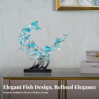 Light Luxury Design Resin Aquatic Creature Ornament Modern Aesthetic Crescent Aquatic Creature Art Piece Handmade for Wine Cabinet