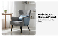 Nordic Design Upholstered Accent Chair Comfortable Backrest Upholstered Shell Chair Space-Saving Single Sofa Ergonomic for Apartment Dwellers, Office Workers, Students, Study Room, perusing corner, Bedroom