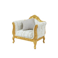 Dollhouse Sofa with Gold Frame Upholstered Miniature Settee with Ornate Frame Textured Dollhouse Sofa for Collectors, Hobbyists