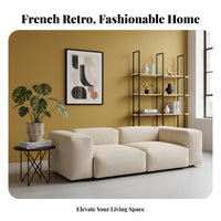Armless Loveseat French Retro and aesthetic Sofa Corduroy Texture Living Room Seating for Apartment Dwellers, Young Adults, perusing relaxation area, Bedroom, Entryway