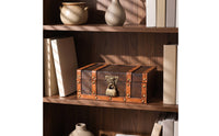 Vintage Wooden Chest Antique Style Keepsake Box with Hinged Lid Compact for Photography Props