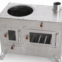 Portable Tent Stove, Wood Stove for Camping, with Cooking Surface and Ash Catcher, Alloy Heating for 3-5 People