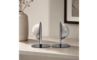 Round Bookends with Marble Orb Sculptural Marble Bookends with Metal Base Modern Bookend Set for Readers, Bookshelf, Office, Reading Quiet Area