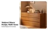 Modern Chinese Design 6-Drawer Double Dresser Large Capacity 6-Drawer Wide Dresser Multifunctional Design Chest of Drawers Sturdy Construction for Homeowners, Families, Bedroom, Living Room, Entryway, Hallway