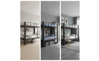 Metal Bunk Bed Space-Saving Steel Bunk Bed Heavy-Duty Furniture for Students, Employees, Dormitory, Apartment Housing