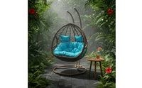 Cushioned Hanging Egg Chair with Stand Suspended Egg Chair with Stand Comfortable Comfy for Balcony