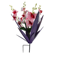 Metal Agave Stake with Faux Orchids Artificial Patio Decoration Low-Maintenance