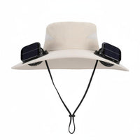 Protection Solar Powered Fan Hat Adjustable Wind Speed Wide Brim Fisherman Hat with Fans Breathable Outdoor Headwear Lightweight for Hikers, Fishermen, Gardeners, Hiking, Fishing, Gardening, Camping