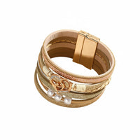 Mother Child Heart Bracelet Layered Design Secure-Fastening Clasp Wrap Bracelet