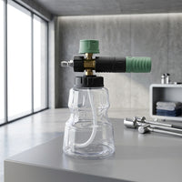 Soap Dispenser for Car Wash with Copper Fittings, Car Detailing Foam Sprayer for Car Washing, Stainless Steel Foam Lance, Green Ribbed Bottle