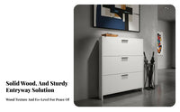 Solid Wood Construction Slim Shoe Cabinet Space Saving Entryway Shoe Storage Large Capacity Wooden Entryway Cabinet Easy Assembly for Families, Homeowners, Apartment Dwellers, Hallway, Bedroom, Closet, Living Room