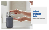 Glass Soap Dispenser Bottle, Crystal Cut, Pump Design, Bathroom Accessory for Shampoo, Body Wash, Hotel & Home